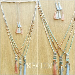 tassels necklaces charms crystal beads indian style 